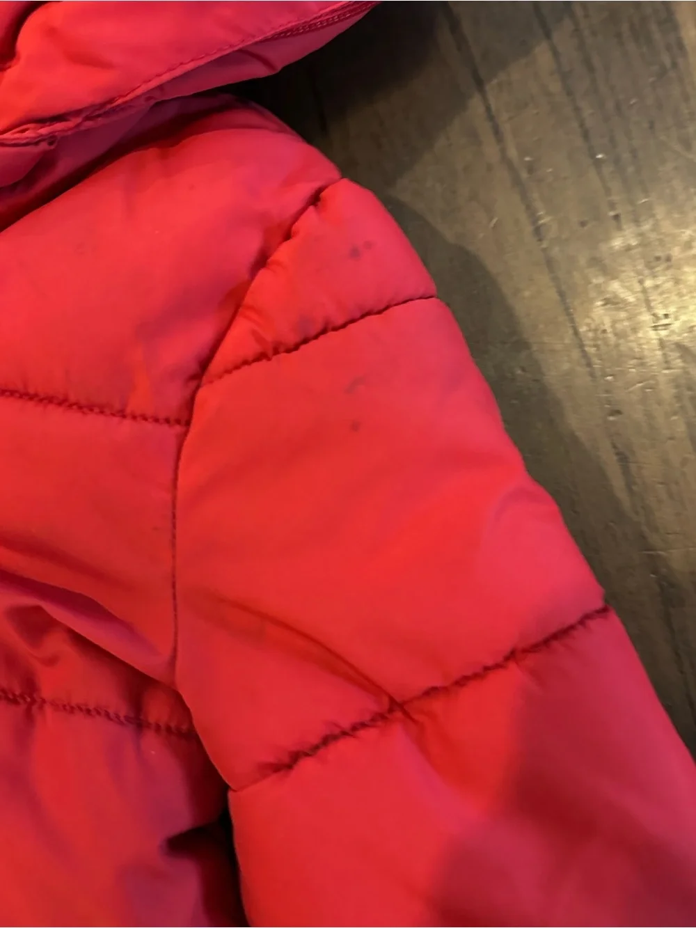 Boden Kids 2-3Y Red Hooded Puffer Coat Sherpa Lined Toggle Winter Jacket 98cm
